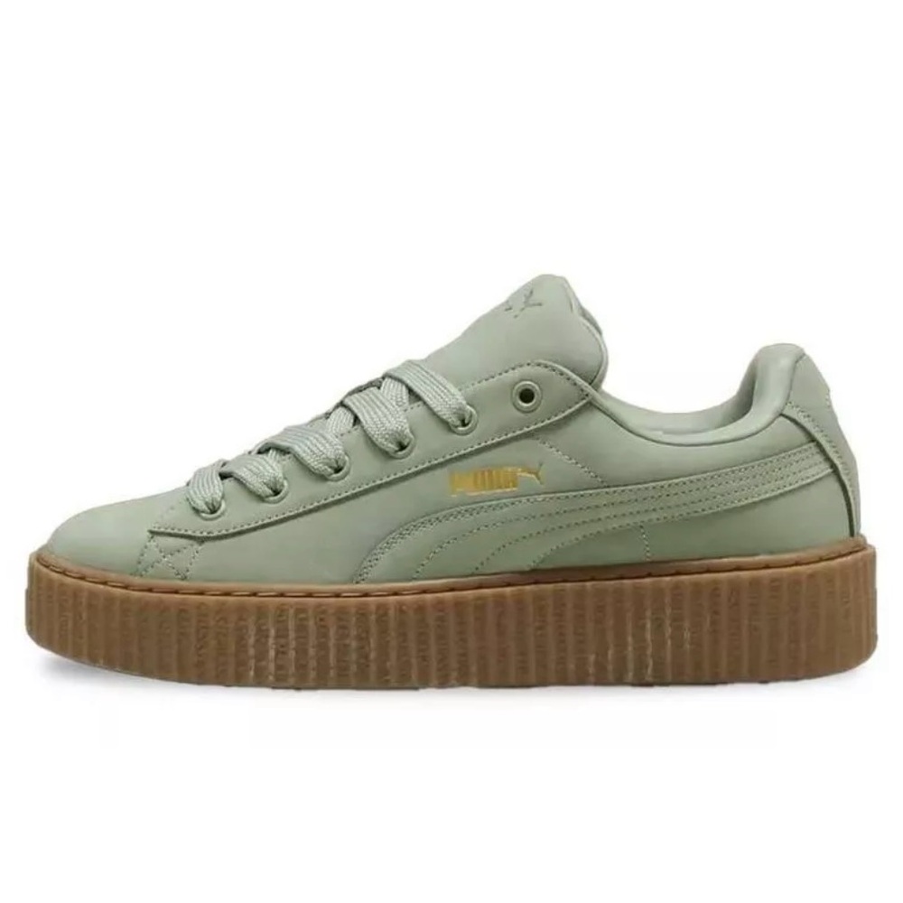PUMA FENTY X CREEPER PHATTY WOMENS SHOES Green Fog-puma gold-gum sole- 399865-02